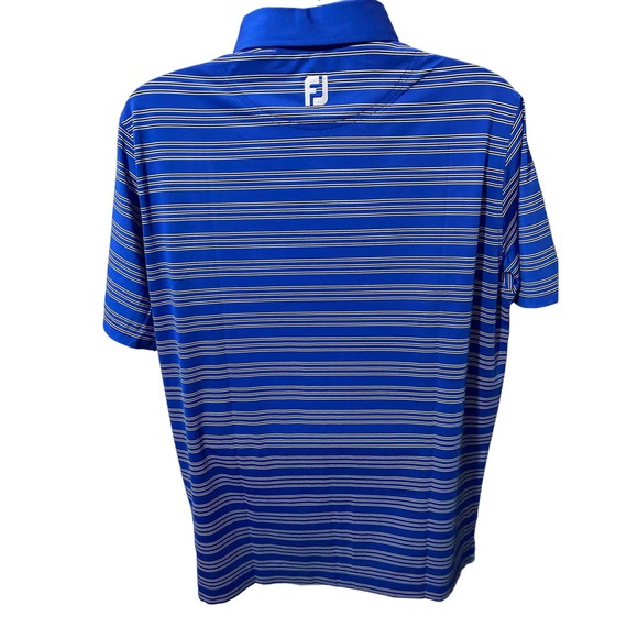 NEW - FOOTJOY Mens Golf Polo Shirt Trio Stripe Blue white Large - Picture 2 of 10